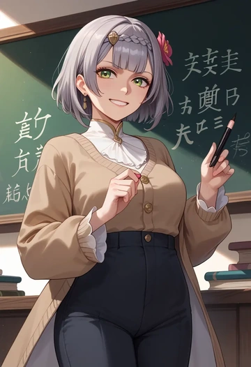 genshin impact,noelle_(genshin_impact),teacher, sweater  - AI generated anime art