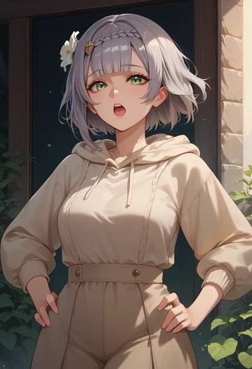 genshin impact,noelle_(genshin_impact),crop windbreaker,shorts  - AI generated anime art