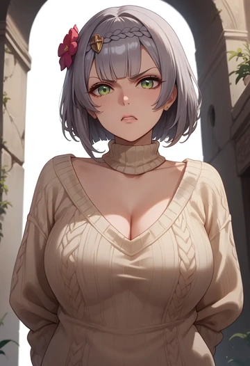 genshin impact,noelle_(genshin_impact),sweater  - AI generated anime art