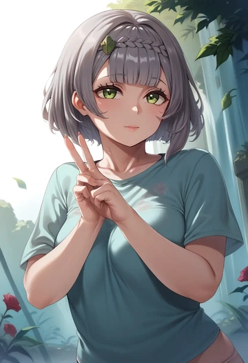 genshin impact,noelle_(genshin_impact),running shirt,shorts,sneakers  - AI generated anime art