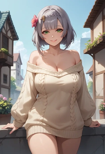 genshin impact,noelle_(genshin_impact),sweater  - AI generated anime art