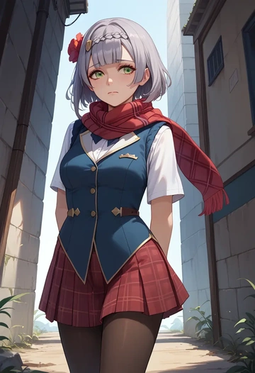 genshin impact,noelle_(genshin_impact),winter,student uniform,vest  - AI generated anime art