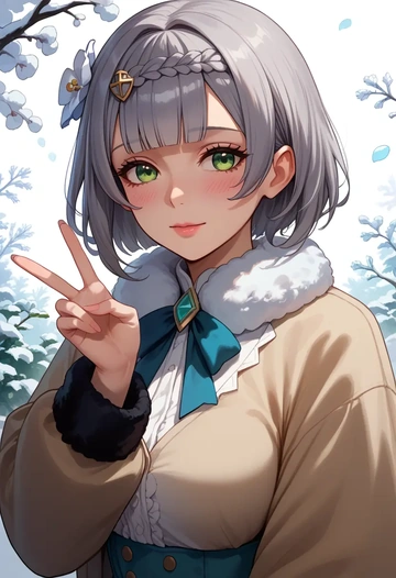 genshin impact,noelle_(genshin_impact),coat,fur-collar,tailored trousers  - AI generated anime art