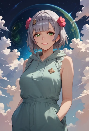 genshin impact,noelle_(genshin_impact),sleeveless hoodie,biker shorts  - AI generated anime art