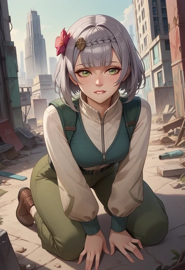 genshin impact,noelle_(genshin_impact),vest,quilted,jogger pants  - AI generated anime art