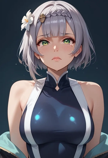 genshin impact,noelle_(genshin_impact),racerback swimsuit,striped trim,name tag patch  - AI generated anime art