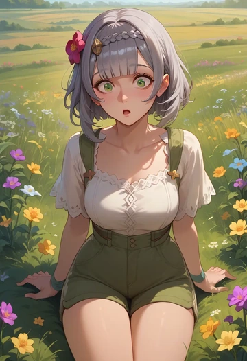 genshin impact,noelle_(genshin_impact),jogger shorts,oversized tank  - AI generated anime art