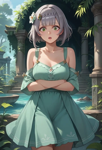 genshin impact,noelle_(genshin_impact),silk slip dress,polka dots  - AI generated anime art