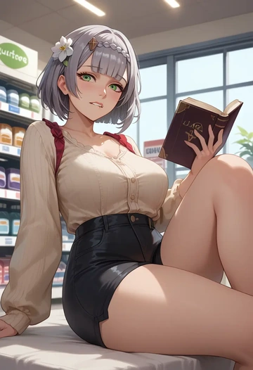 genshin impact,noelle_(genshin_impact),leather,shorts  - AI generated anime art