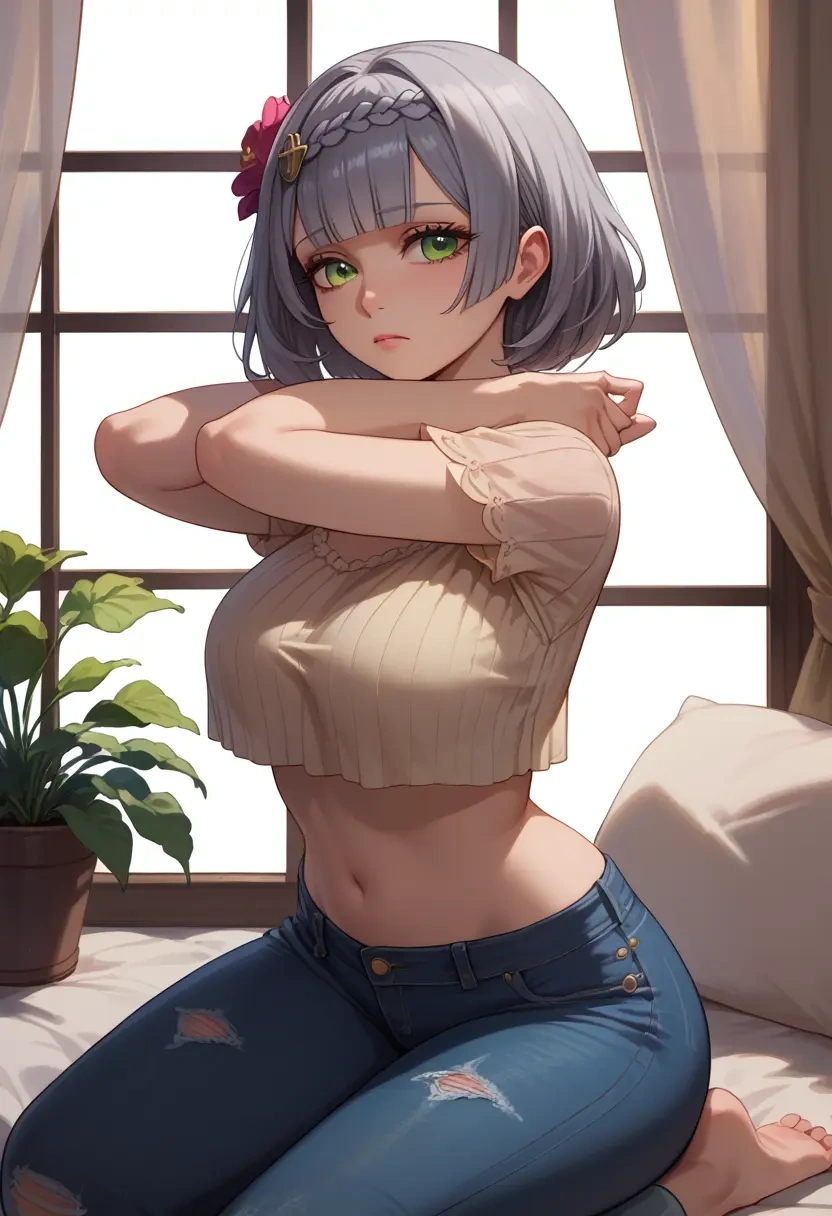 genshin impact,noelle_(genshin_impact),crop top  - 