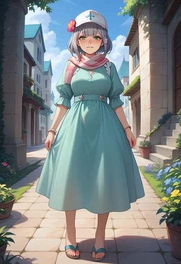 genshin impact,noelle_(genshin_impact),spring,elegant woman,bodycon dress  - AI generated anime art