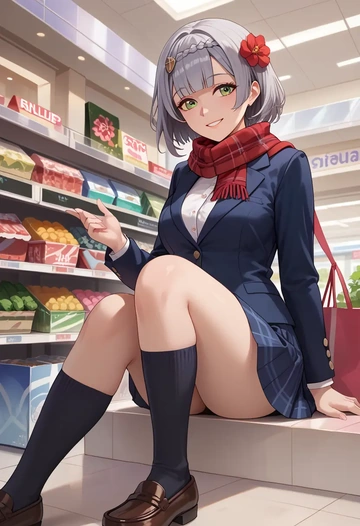 genshin impact,noelle_(genshin_impact),winter,student uniform,plaid skirt  - AI generated anime art