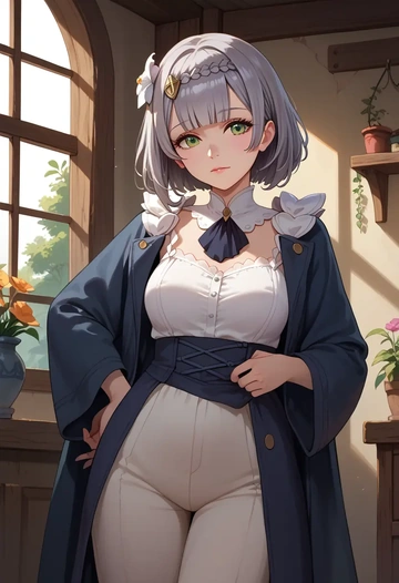 genshin impact,noelle_(genshin_impact),coat,fur-collar,tailored trousers  - AI generated anime art