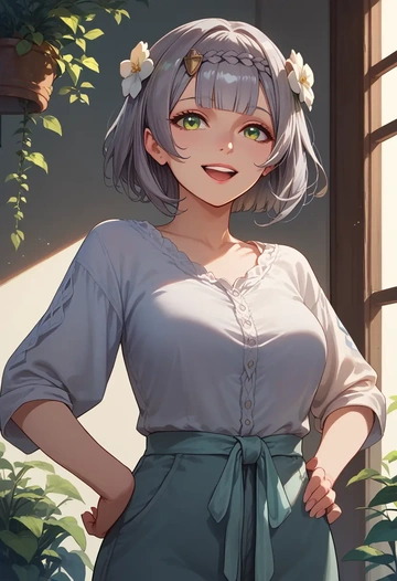 genshin impact,noelle_(genshin_impact),tie-dye shirt,dolphin shorts  - AI generated anime art