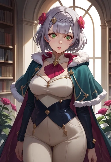 genshin impact,noelle_(genshin_impact),cape,hooded,leather pants  - AI generated anime art