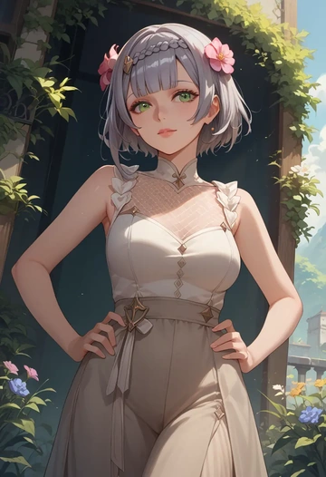 genshin impact,noelle_(genshin_impact),sleeveless top,bike shorts  - AI generated anime art