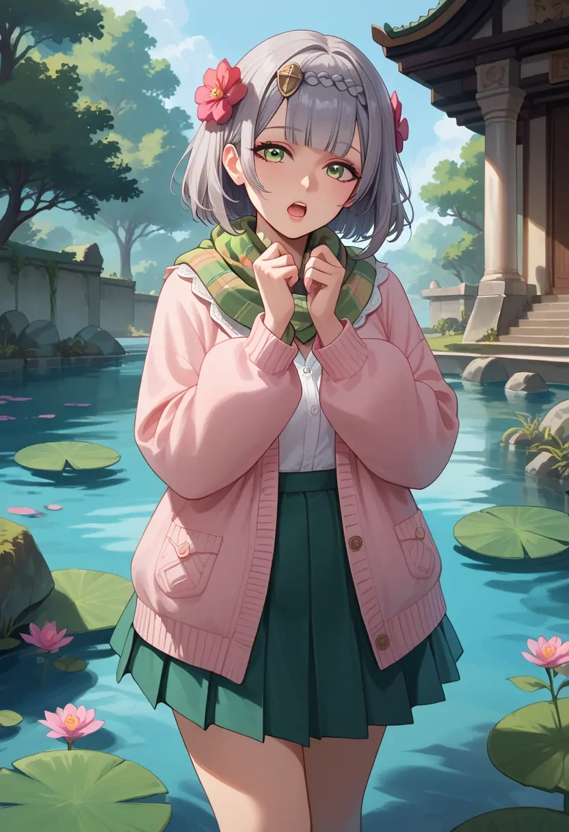 genshin impact,noelle_(genshin_impact),spring,student uniform,light cardigan  - 