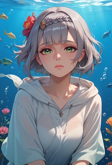 genshin impact,noelle_(genshin_impact),crop windbreaker,shorts  - AI generated anime art