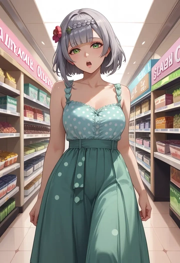 genshin impact,noelle_(genshin_impact),silk slip dress,polka dots  - AI generated anime art