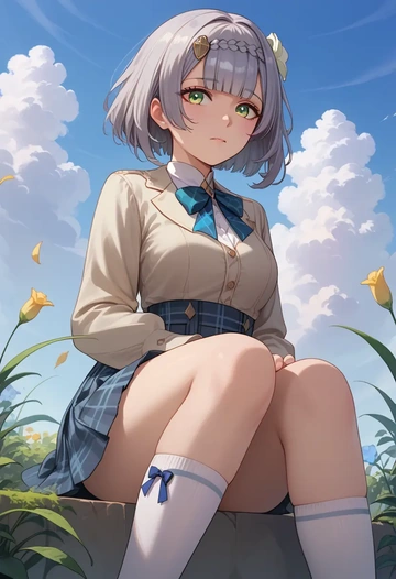 genshin impact,noelle_(genshin_impact),spring,student uniform,blazer  - AI generated anime art