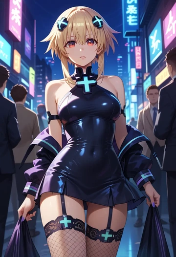 neptune_(series),noire_(neptunia),secretary,stockings,sexy, panties  - AI generated anime art