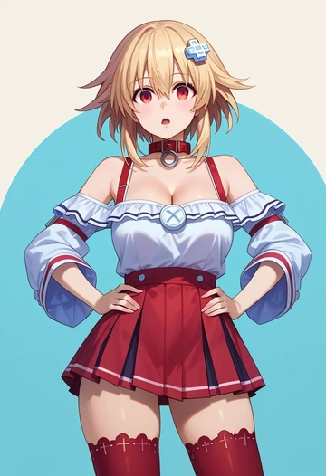 neptune_(series),noire_(neptunia),collar,oversized,Thigh garters  - AI generated anime art