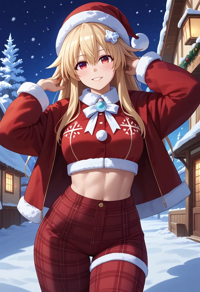 neptune_(series),noire_(neptunia),Christmas,plaid trousers  - 