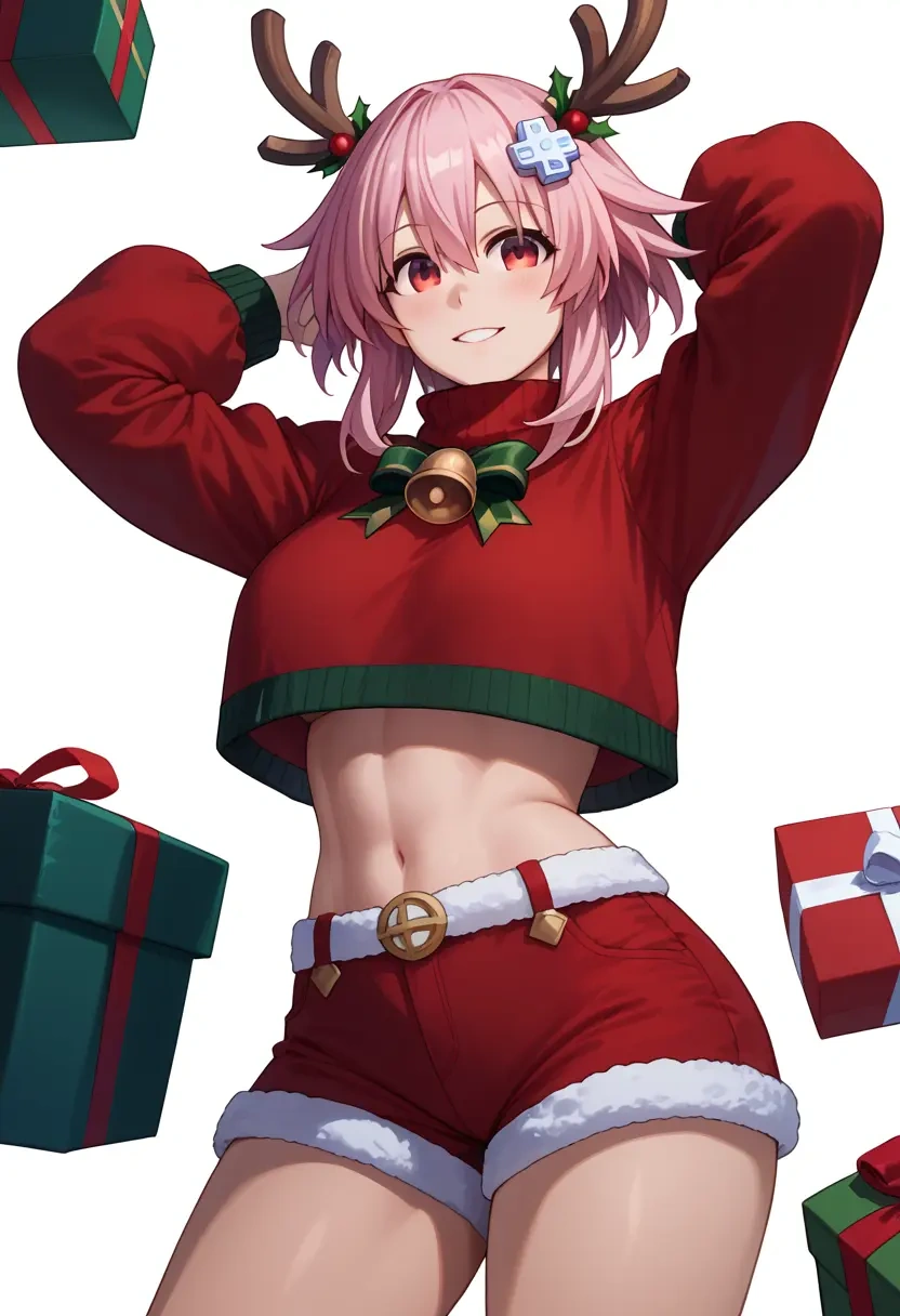 neptune_(series),noire_(neptunia),Christmas,red velvet shorts,turtleneck sweater  - 