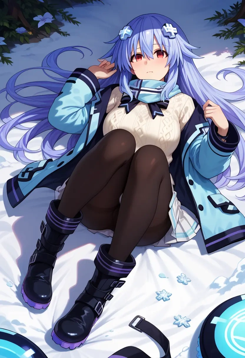 neptune_(series),noire_(neptunia),winter,student uniform,puffer coat  - 