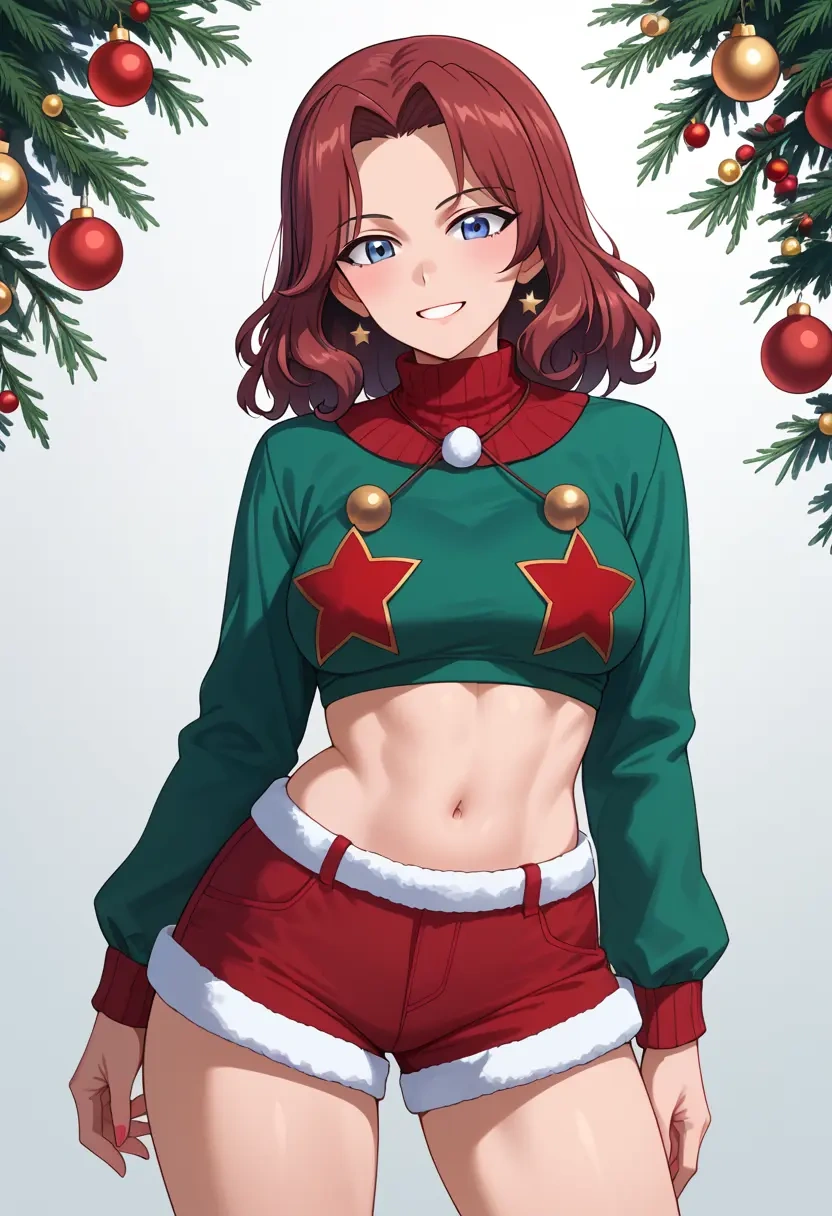 girls_und_panzer,nonna_(girls_und_panzer),Christmas,red velvet shorts  - 