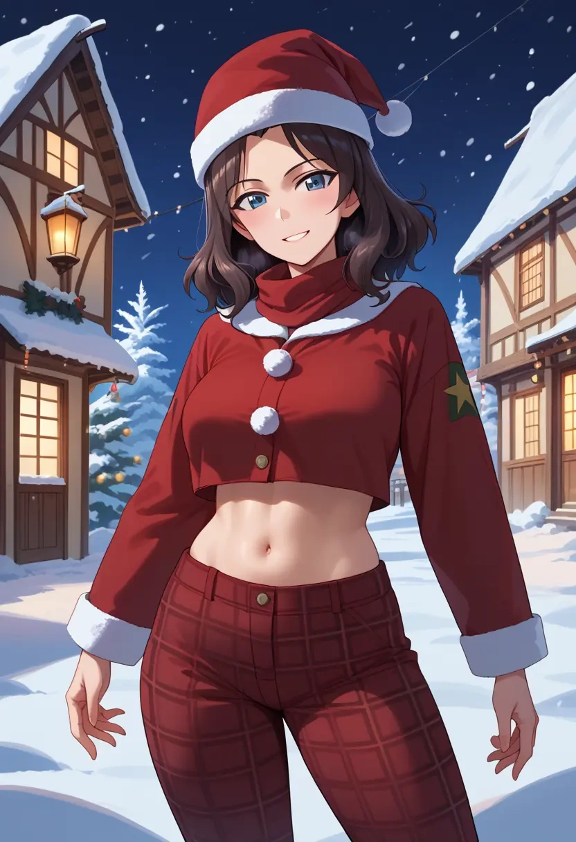 girls_und_panzer,nonna_(girls_und_panzer),Christmas,plaid trousers  - 