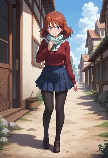 girls_und_panzer,nonna_(girls_und_panzer),winter,student uniform,cardigan  - AI generated anime art