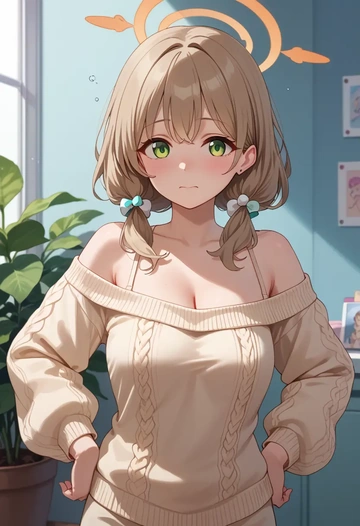 blue_archive,nonomi_(blue_archive),orange,sweater  - AI generated anime art