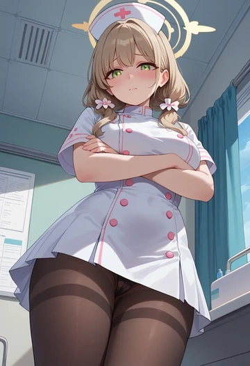 blue_archive,nonomi_(blue_archive),nurse pantyhose,mini skirt, sexy  - AI generated anime art