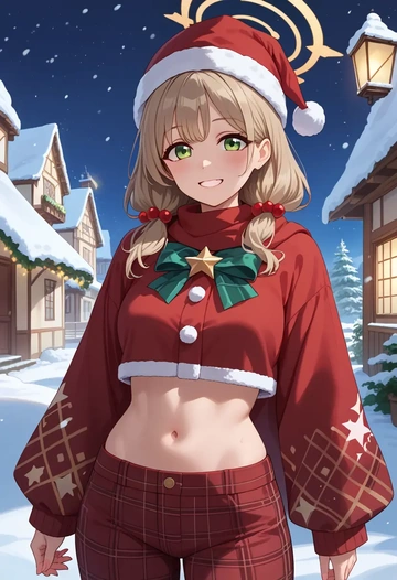 blue_archive,nonomi_(blue_archive),Christmas,plaid trousers  - AI generated anime art