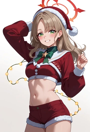 blue_archive,nonomi_(blue_archive),Christmas,red velvet shorts  - AI generated anime art