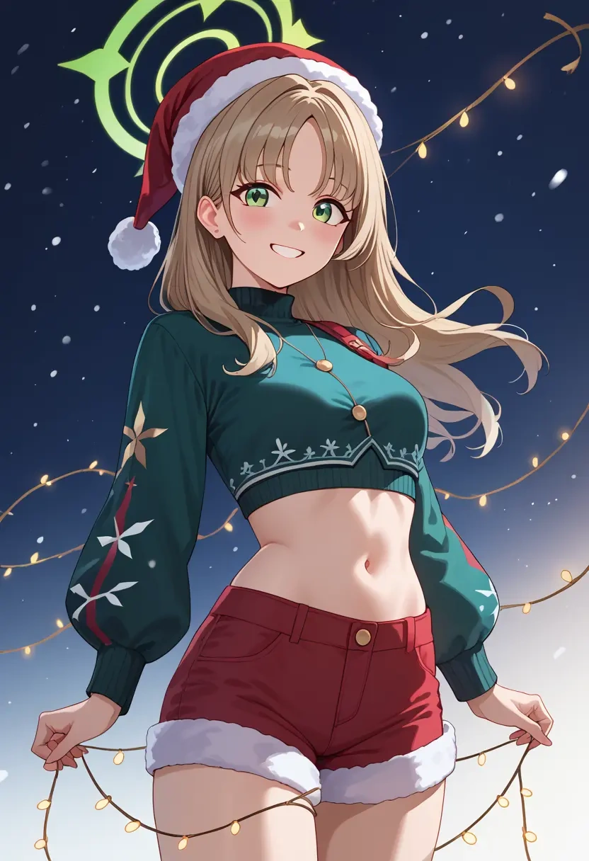 blue_archive,nonomi_(blue_archive),Christmas,red velvet shorts  - 