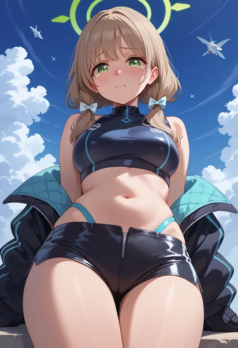 blue_archive,nonomi_(swimsuit)_(blue_archive),leather,shorts,crop top  - 