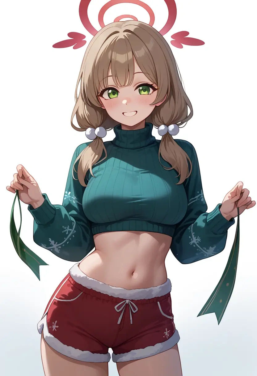 blue_archive,nonomi_(swimsuit)_(blue_archive),Christmas,red velvet shorts,turtleneck sweater  - 