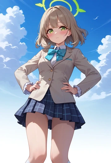 blue_archive,nonomi_(swimsuit)_(blue_archive),spring,student uniform,blazer  - AI generated anime art