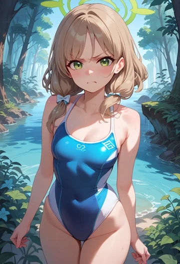 blue_archive,nonomi_(swimsuit)_(blue_archive),mesh graffiti top,dolphin shorts  - AI generated anime art