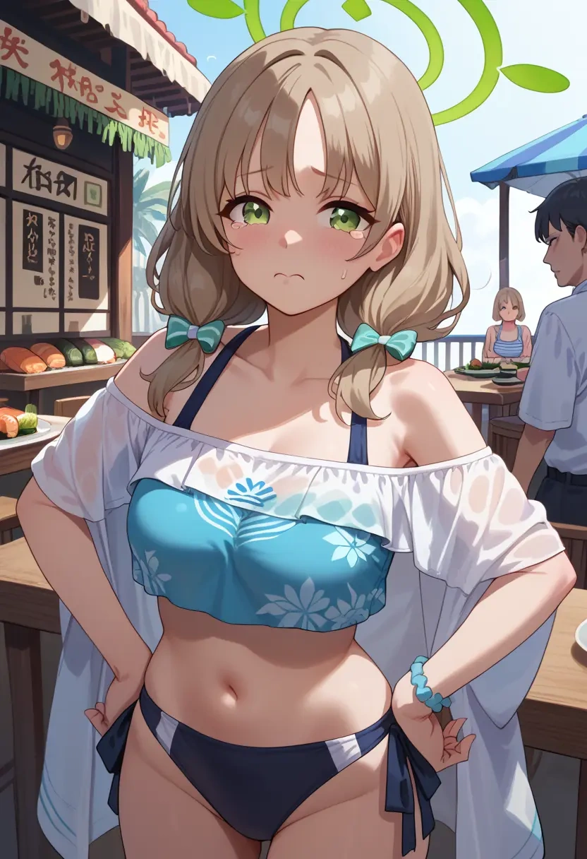 blue_archive,nonomi_(swimsuit)_(blue_archive),off-shoulder top,dolphin shorts  - 