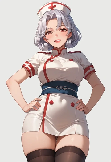 kantai_collection,northern_ocean_princess,nurse pantyhose,mini skirt, sexy  - AI generated anime art