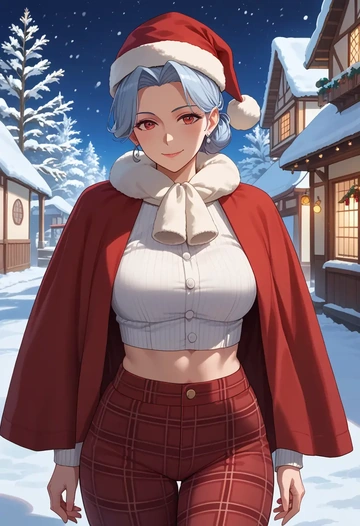 kantai_collection,northern_ocean_princess,Christmas,plaid trousers  - AI generated anime art