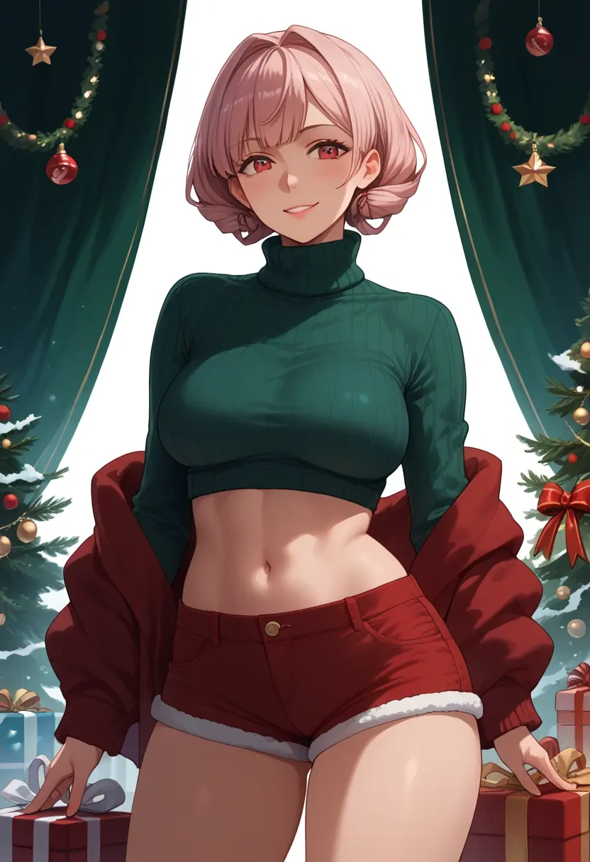 kantai_collection,northern_ocean_princess,Christmas,red velvet shorts,turtleneck sweater  - 