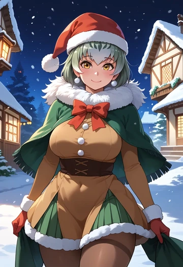 kemono_friends,northern_white-faced_owl_(kemono_friends),Christmas,dress  - AI generated anime art