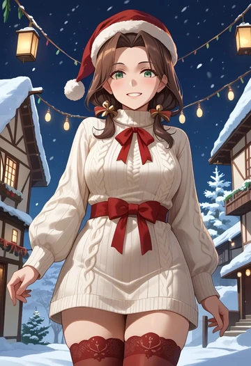 kantai_collection,noshiro_(kancolle),Christmas,sweater dress,stockings  - AI generated anime art