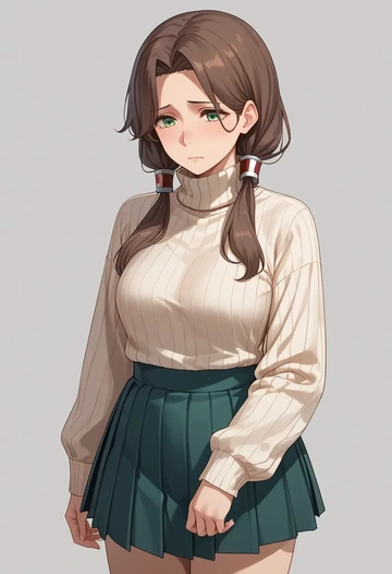 kantai_collection,noshiro_(kancolle),skirt,pleated,turtleneck sweater  - AI generated anime art