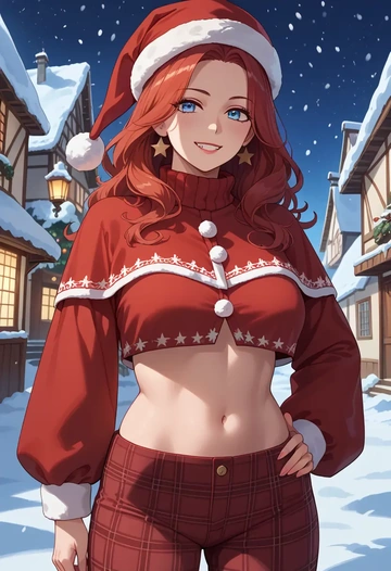 little_busters,noumi_kudryavka,Christmas,plaid trousers  - AI generated anime art