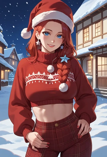 little_busters,noumi_kudryavka,Christmas,plaid trousers  - AI generated anime art